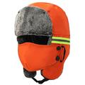 Chapeau d'hiver chaud avec bandes réfléchissantes et masque de protection - Orange