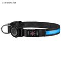 Collier LED imperméable pour chien avec Apple AirTag 1/2 Holder - Grand 38-60cm - Bleu