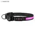 Collier LED imperméable pour chien avec Apple AirTag 1/2 Holder - Grand 38-60cm - Rose