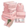 Lot de 8 sacs de rangement de voyage imperméables - Rose