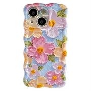 Coque iPhone 15 en TPU à bords ondulés, motif peinture à l'huile - Fleurse