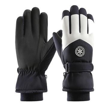 Gants d\'hiver coupe-vent à écran tactile - Homme - Bleu foncé / Blanc