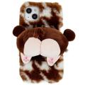 Coque iPhone 14 Plus en TPU 3D Plush Hiver Poilu - Marron Corgi