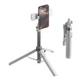 Trépied pour perche à selfie Bluetooth X2 avec télécommande et double éclairage d'appoint - Blanc