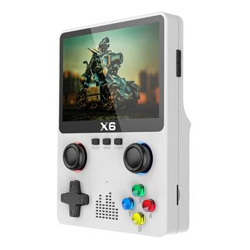 X6 HD Console de jeux portable avec écran de 3,5 pouces Machine de jeux vidéo intégrée avec double manette - Blanc