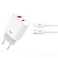 XO CE12 Chargeur mural rapide avec câble Lightning - 20W, QC, PD - Blanc