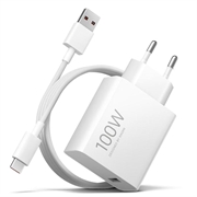 Chargeur de voyage Xiaomi 100W GaN avec câble USB-C MDY-19-ER - Blanc