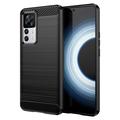 Coque Xiaomi 12T/12T Pro en TPU Brossé - Fibre de Carbone - Noire