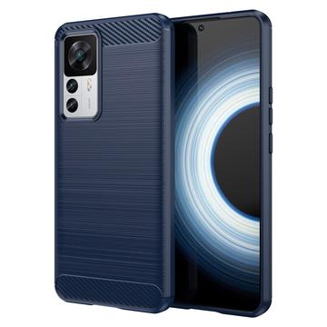 Coque Xiaomi 12T/12T Pro en TPU Brossé - Fibre de Carbone - Bleu