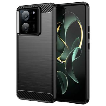 Coque Xiaomi 13T/13T Pro en TPU Brossé - Fibre de Carbone - Noire