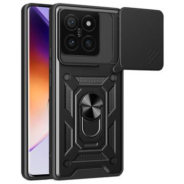 Coque Hybride Xiaomi 14T à Anneau Rotatif avec Protection pour Appareil Photo - Noire