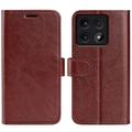 Etui portefeuille Xiaomi 14T avec fermeture magnétique - Marron