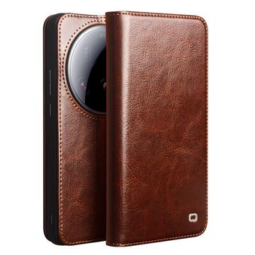 Etui Portefeuille Xiaomi 15 Ultra en Cuir Qialino Classic - Dunkelbraun