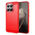 Coque Xiaomi 15T Pro en TPU Brossé - Fibre de Carbone - Rouge