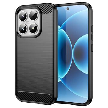 Coque Xiaomi 17 en TPU Brossé - Fibre de Carbone - Noire