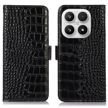 Étui Portefeuille Xiaomi 17 en Cuir avec RFID - Série Crocodile - Noir