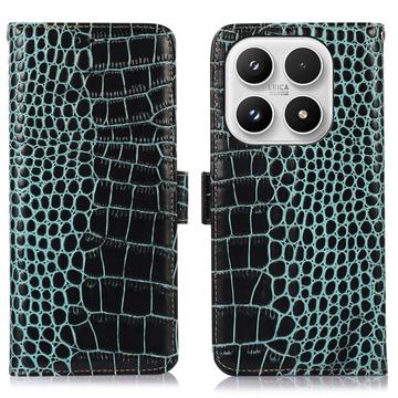 Étui Portefeuille Xiaomi 17 en Cuir avec RFID - Série Crocodile - Vert