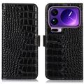 Étui Portefeuille Xiaomi 17 Pro en Cuir avec RFID - Série Crocodile - Noir