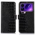 Étui Portefeuille Xiaomi 17 Pro Max en Cuir avec RFID - Série Crocodile - Noir