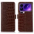 Étui Portefeuille Xiaomi 17 Pro Max en Cuir avec RFID - Série Crocodile - Marron