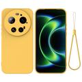 Coque Xiaomi 17 Ultra en silicone liquide avec dragonne - Jaune