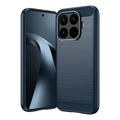 Coque Xiaomi 17T en TPU Brossé - Fibre de Carbone - Bleue
