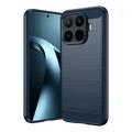 Coque Xiaomi 17T Pro en TPU Brossé - Fibre de Carbone - Bleue