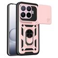 Coque Hybride Xiaomi 17T Pro à Anneau Rotatif avec Protection pour Appareil Photo - Rose Doré