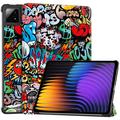 Étui à Rabat Smart Xiaomi Pad 7/7 Pro/Pad 8/Poco Pad X1 - Série Tri-Fold - Graffiti
