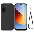 Coque Xiaomi Poco C81 Pro en silicone liquide avec dragonne - Noire