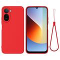 Coque Xiaomi Poco C81 Pro en silicone liquide avec dragonne - Rouge