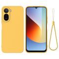Coque Xiaomi Poco C81 Pro en silicone liquide avec dragonne - Jaune