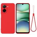 Coque Xiaomi Poco C81x en silicone liquide avec dragonne - Rouge