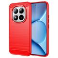 Coque Xiaomi Poco M8 Pro/Redmi Note 15 Pro+ 5G en TPU Brossé - Fibre de Carbone - Rouge