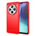 Coque Xiaomi Redmi 14C en TPU Brossé - Fibre de Carbone - Rouge