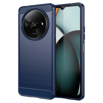 Coque Xiaomi Redmi A3 en TPU Brossé - Fibre de Carbone - Bleue