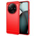 Coque Xiaomi Redmi A3 en TPU Brossé - Fibre de Carbone - Rouge