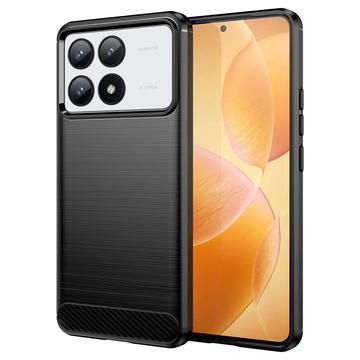 Coque Xiaomi Redmi K70/K70 Pro/Poco F6 Pro en TPU Brossé - Fibre de Carbone - Noire