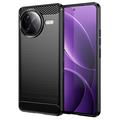 Coque Xiaomi Redmi K80 Pro en TPU Brossé - Fibre de Carbone - Noire