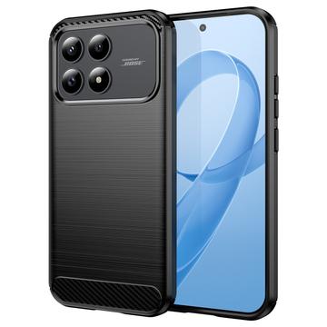 Coque Xiaomi Redmi K90/Poco F8 Pro en TPU Brossé - Fibre de Carbone - Noire