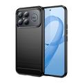 Coque Xiaomi Redmi K90 Pro Max/Poco F8 Ultra en TPU Brossé - Fibre de Carbone - Noire