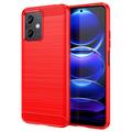 Coque Xiaomi Redmi Note 12/Poco X5 en TPU Brossé - Fibre de Carbone - Rouge