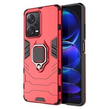 Coque Hybride Xiaomi Redmi Note 12 Pro+ avec Support Bague - Rouge