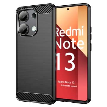 Coque Xiaomi Redmi Note 13 4G en TPU Brossé - Fibre de Carbone - Noire