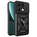 Coque Hybride Xiaomi Redmi Note 13 4G à Anneau Rotatif avec Protection pour Appareil Photo - Noire