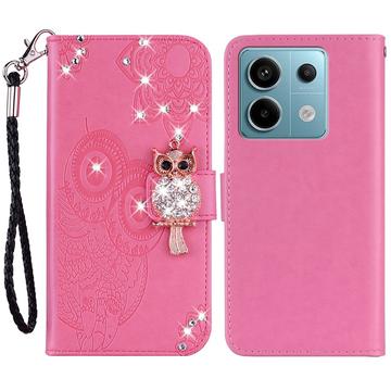 Etui Xiaomi Redmi Note 13 Hibou Strass - Rose Vif