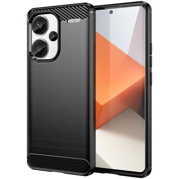 Coque Xiaomi Redmi Note 13 Pro+ en TPU Brossé - Fibre de Carbone - Noire