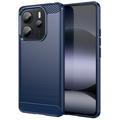 Coque Xiaomi Redmi Note 14 4G en TPU Brossé - Fibre de Carbone - Bleue