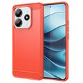 Coque Xiaomi Redmi Note 14 en TPU Brossé - Fibre de Carbone - Rouge