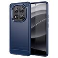 Coque Xiaomi Redmi Note 14 Pro 5G/Poco X7 en TPU Brossé - Fibre de Carbone - Bleue